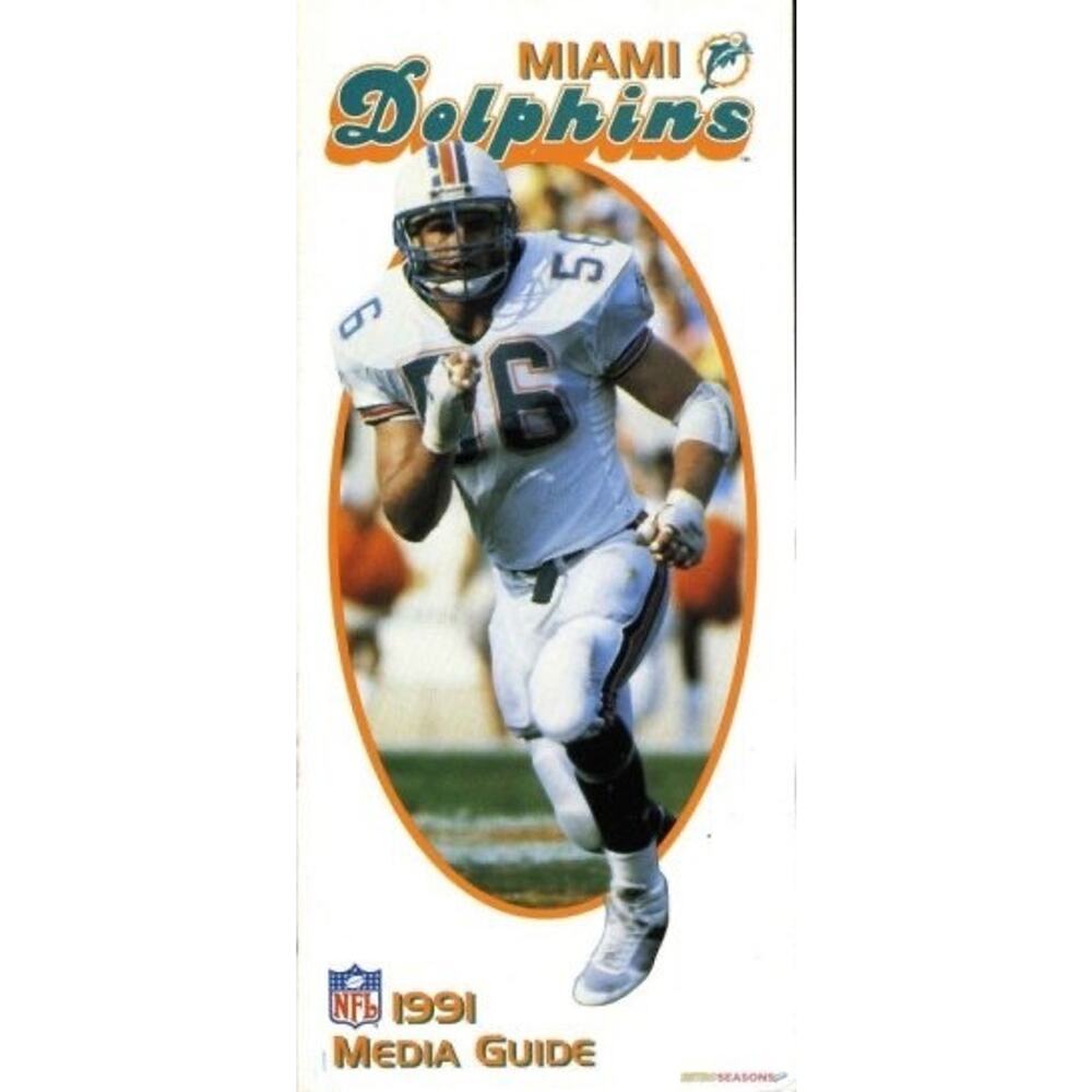 Miami Dolphins 1991 Media Guide NFL Football Team Cover On 12x8in Metal Sign